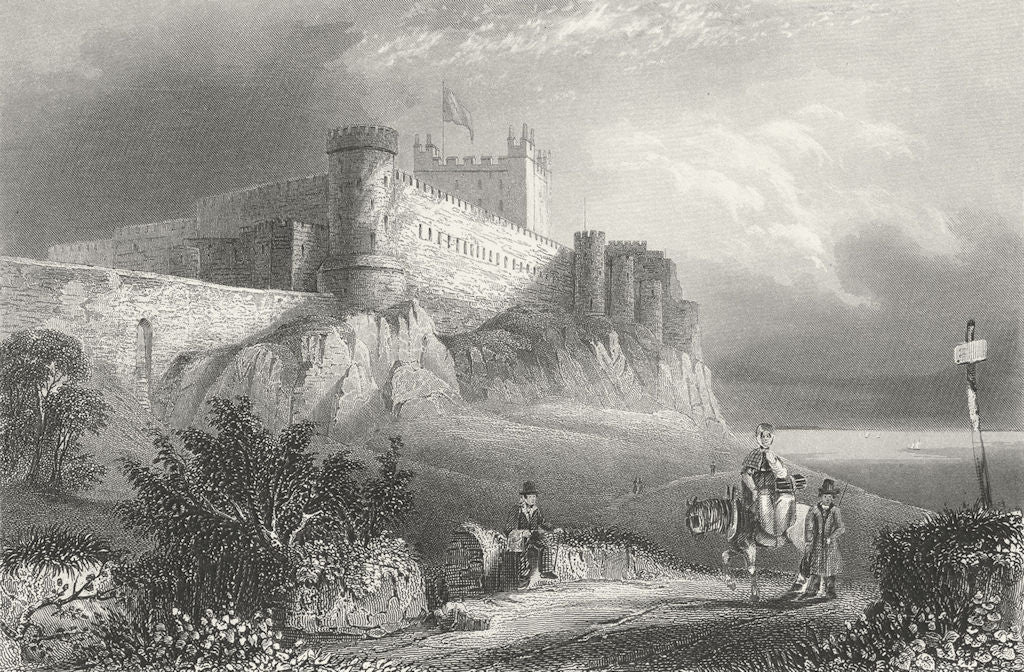 NORTHUMBS. Bamburgh Castle. Payne Horse Flag 1847 old antique print picture